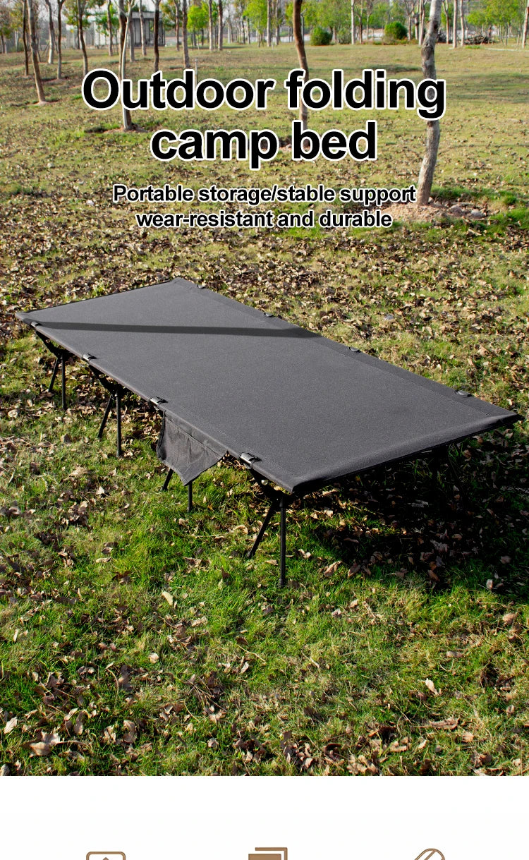Military Camping Cot 600D Oxford, Portable Folding Bed 210x80cm, 4kg Lightweight, Compact for Outdoor Hiking Travel