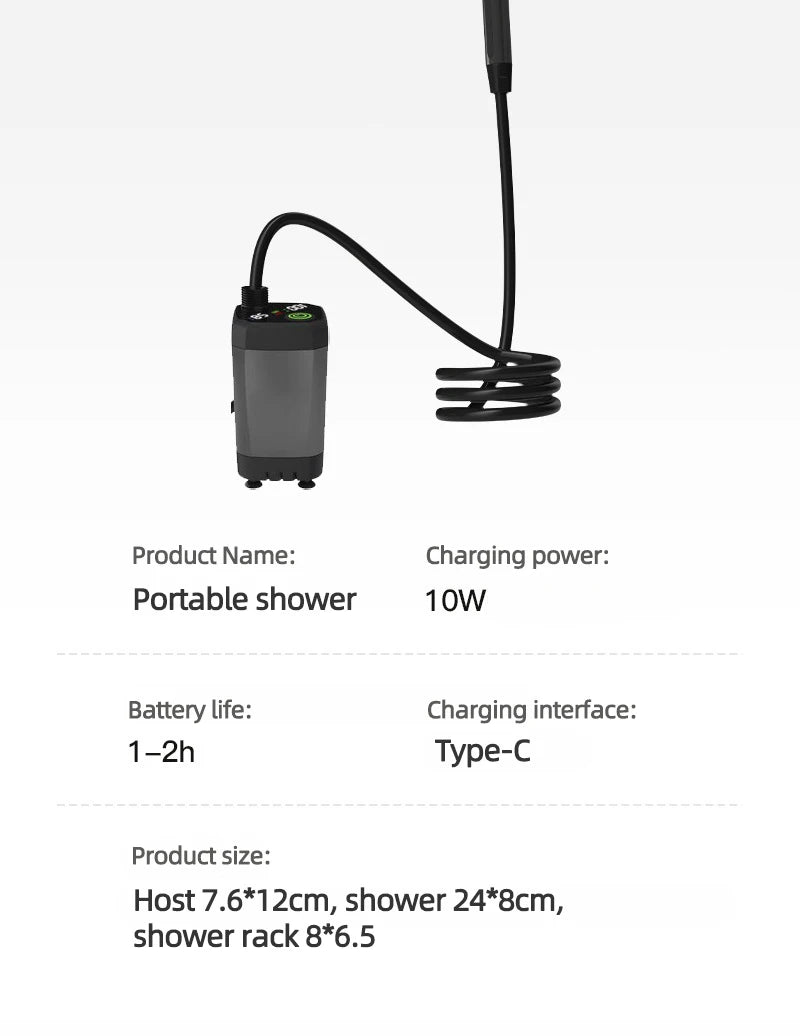 Portable Shower for Camping 6000mAh Rechargeable Camping Shower with Shower Head Intelligent LED Display Electric Shower Pump