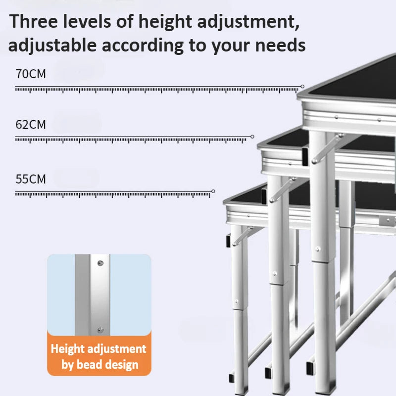 Camping Table Folding Table Outdoor Lightweight Portable Dining Table Height Adjustable Die-cast Metal Table for Camping BBQ
