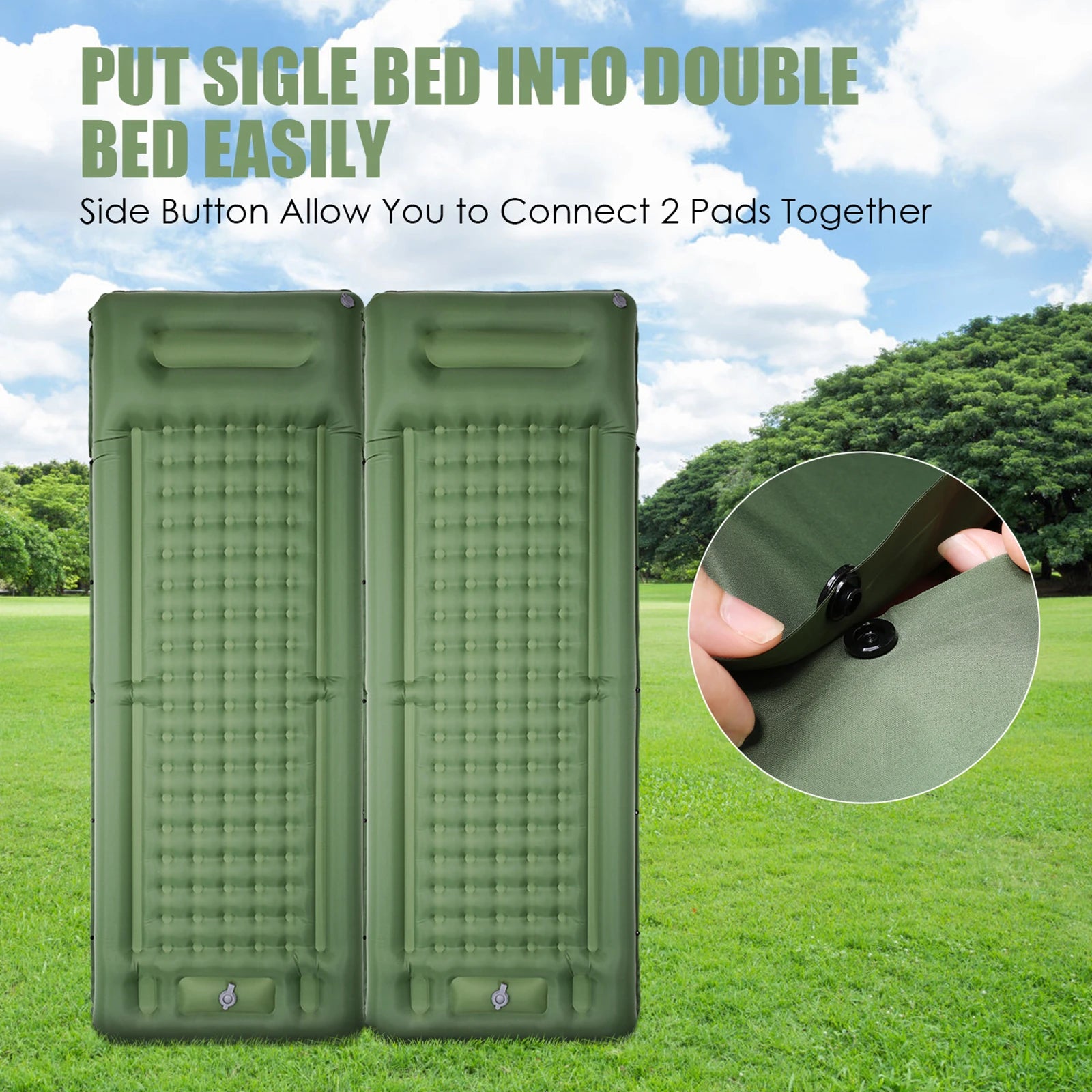 Inflatable Sleeping Pad 4 Inch Sleeping Pad Mat Air Mattress with Built-in Pump for Camping Backpacking Hiking Traveling Tent