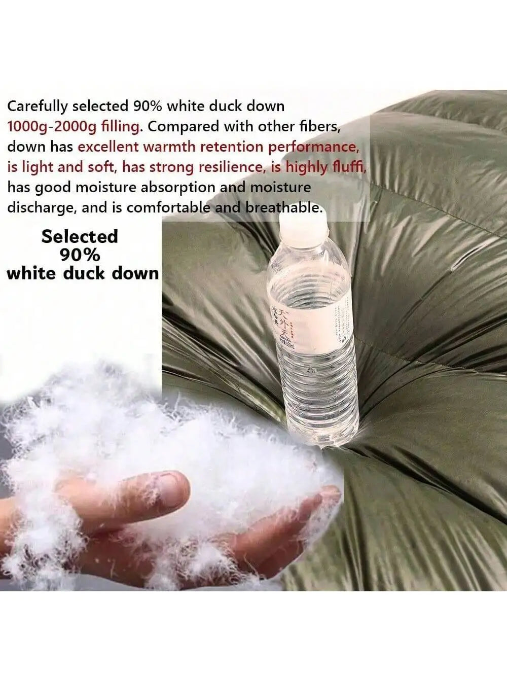 Outdoor camping, Can stretch hands and legs, 90% Duck down 1000g filling, Ultra-light and warm  Mummy down sleeping bag