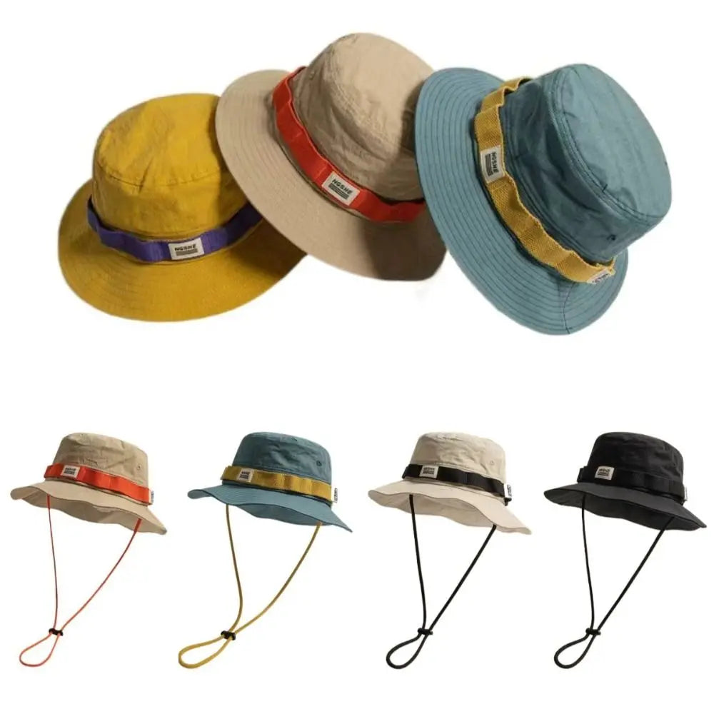 Contrast Vintage Fisherman Hat for Men and Women Summer Outdoor Camping Mountaineering Hat Large Brim Sun Hat