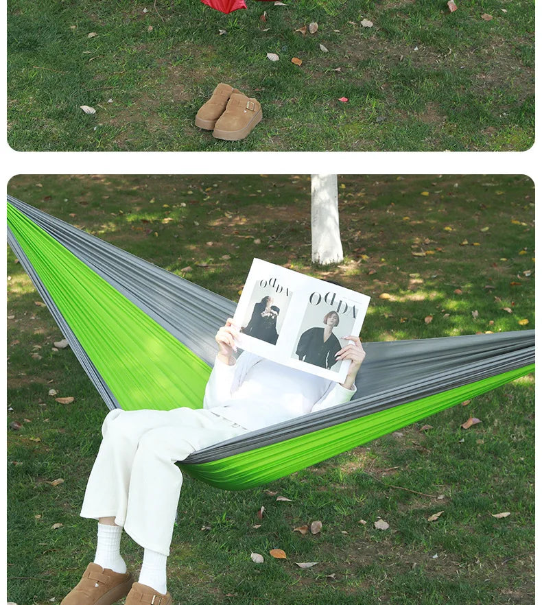 Ultralight Outdoor Hammock – Portable, Anti-Rollover, High Weight Capacity, Parachute Fabric Camping Double Hammock