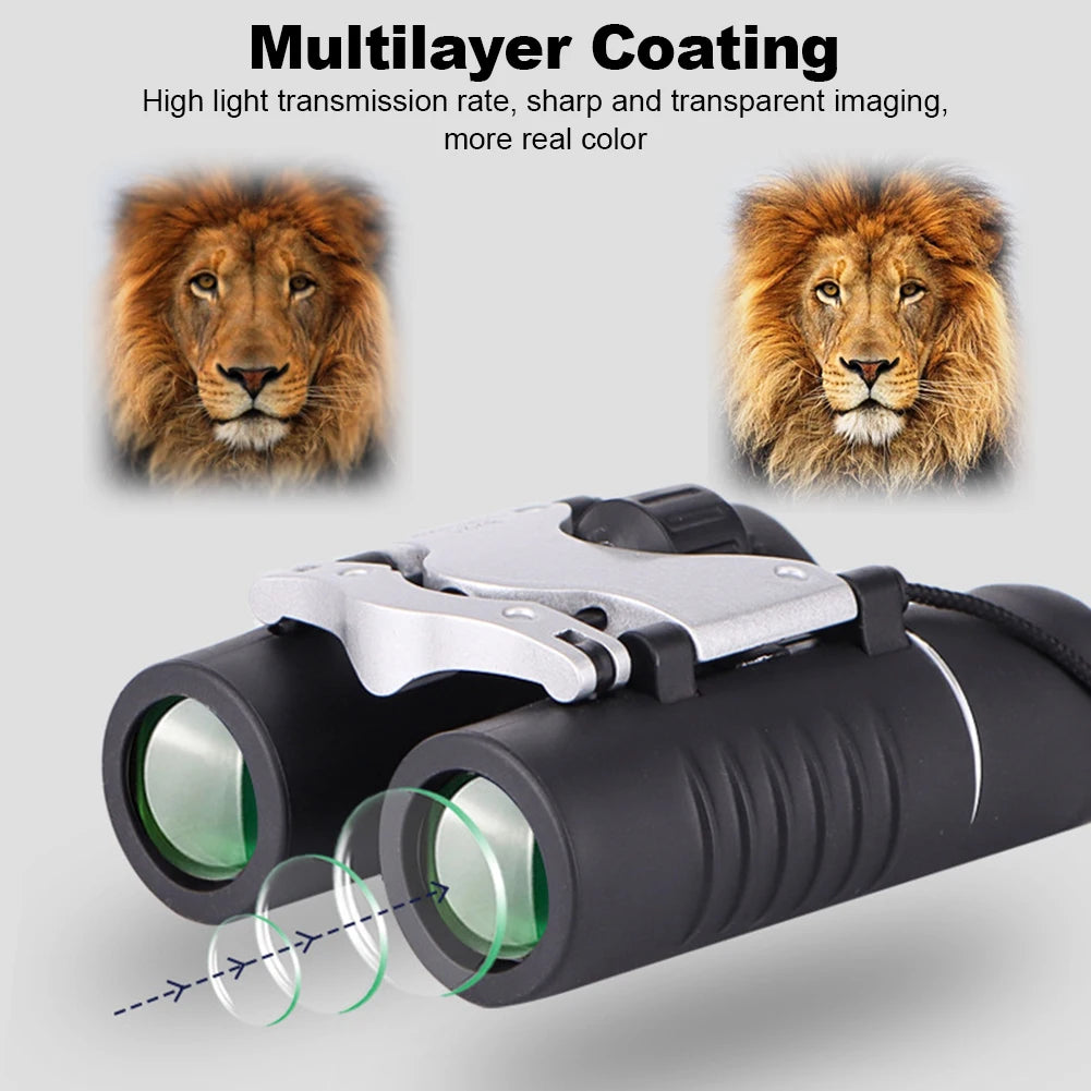 8x21 High Definition Large Field View Binoculars Easy Focus Mini Pocket Binoculars for Bird Watching Hunting Concert Theater