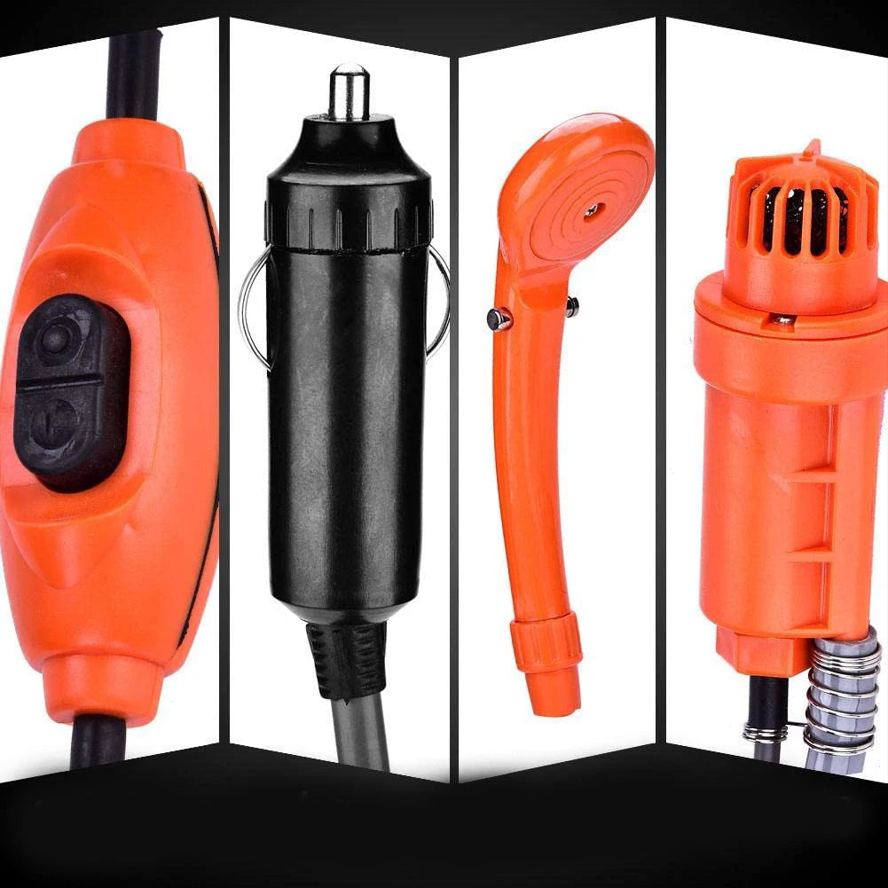 Camping Shower Outdoor Shower Portable Shower 12V Car Plug Outdoor Portable Vehicle Mounted Shower Kit for Camping Travel
