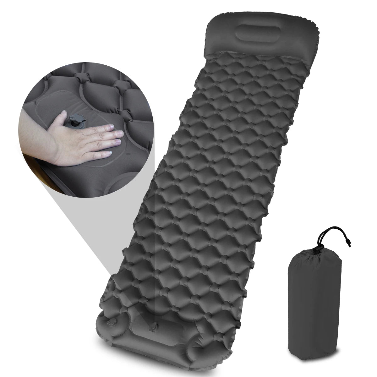 Outdoor Sleeping Pad with Pillow Ultralight, 77”*23.6”*2.4” Inflatable Camp Sleeping Mattress for Adult