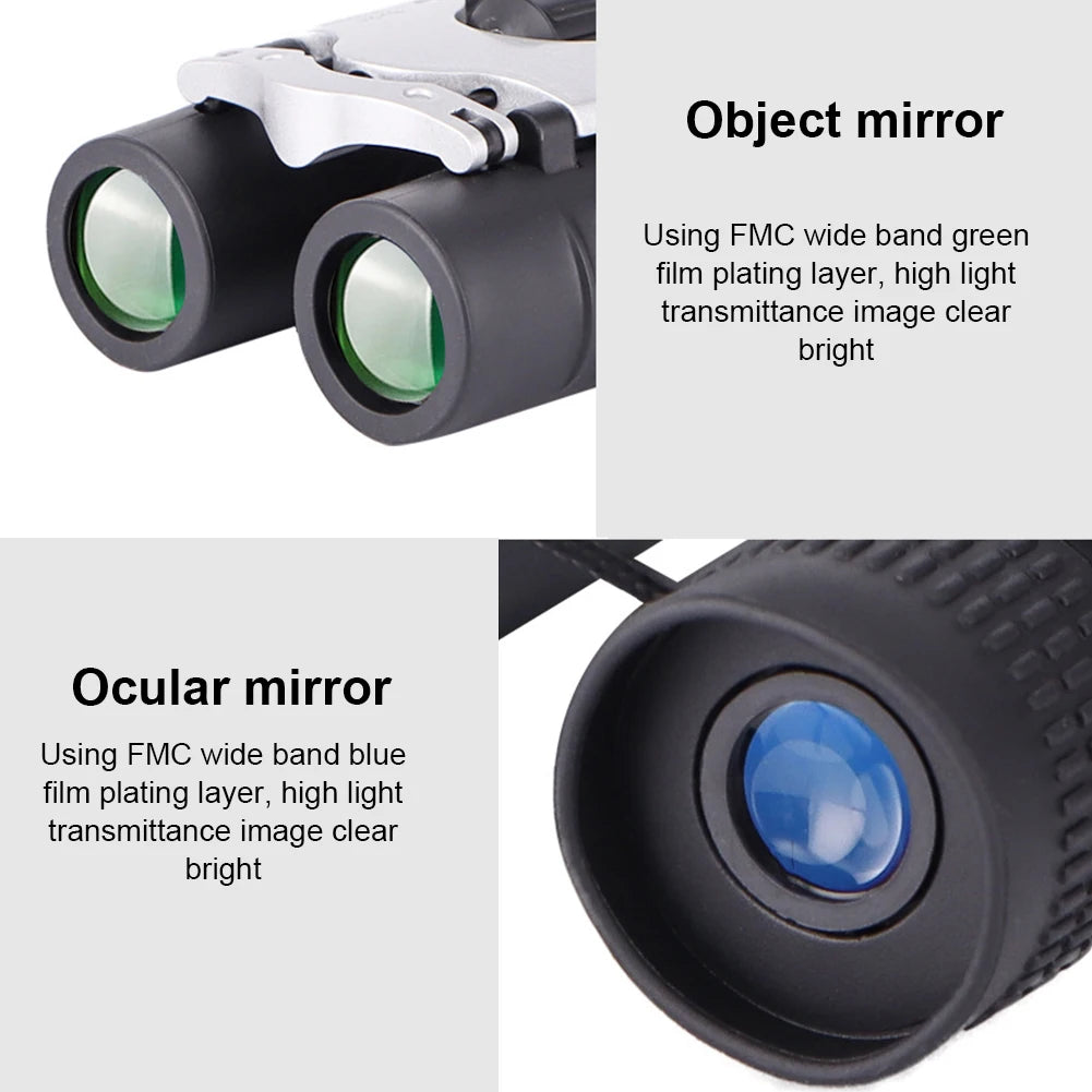 8x21 High Definition Large Field View Binoculars Easy Focus Mini Pocket Binoculars for Bird Watching Hunting Concert Theater