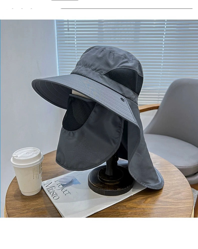 Summer Sun Hats, Outdoor Fishing Hats, Men's And Women's Camping Visors, Bucket Hats, Neck Flap Bucket Hats