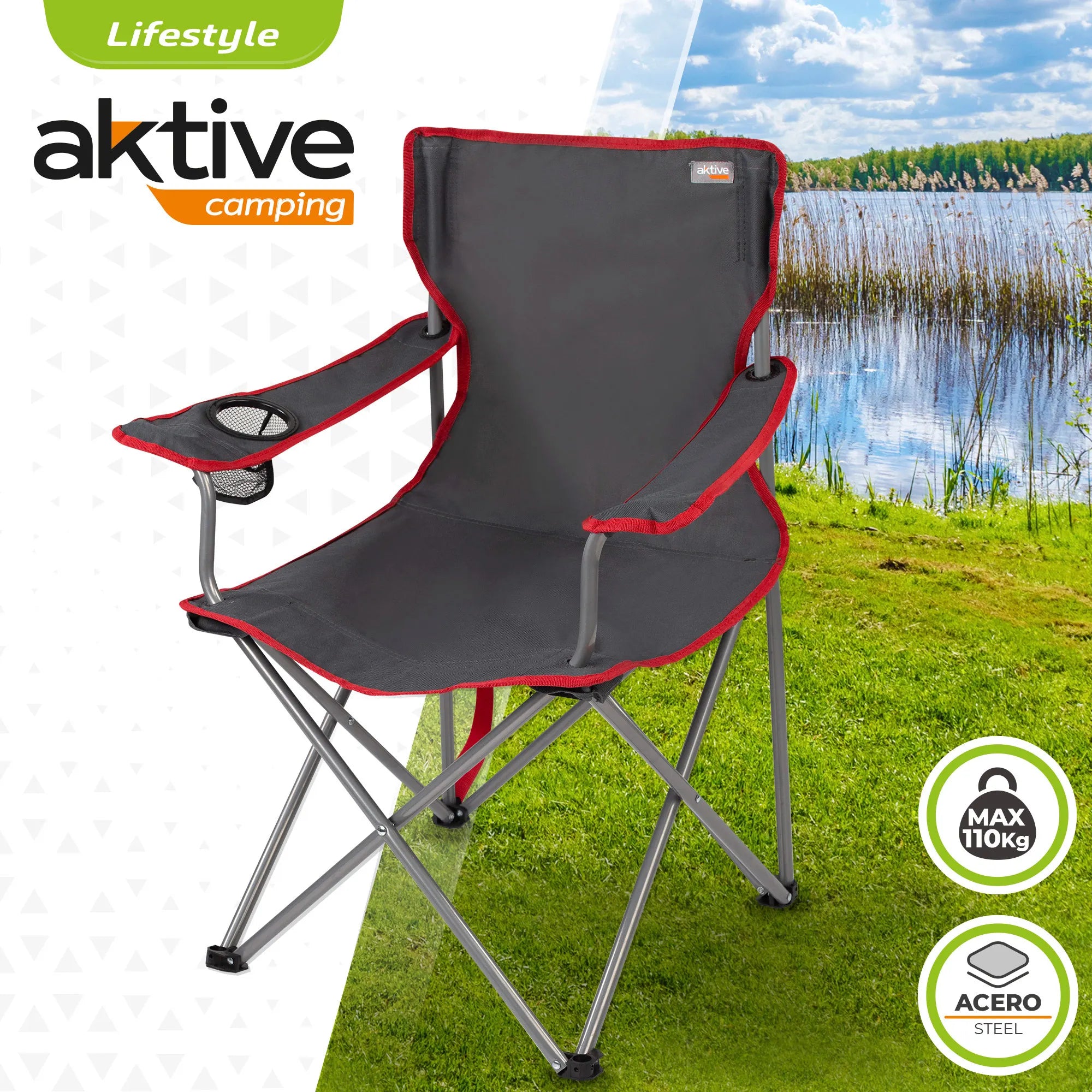 Folding camping chair with coasters and backrest breathable Aktive Camping folding chairs with backrest, folding beach chairs, folding chairs, folding camping chairs, camping chair, camping furniture